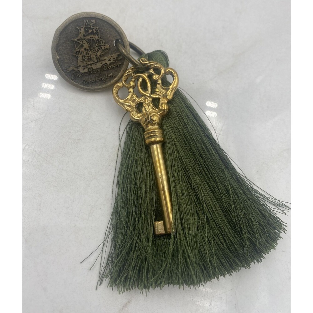 Desk Armoire Key Decor Tassel Green with Gold Key The Mayflower NEW
